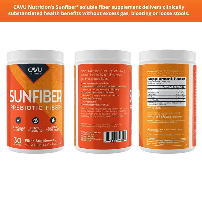 CAVU NUTRITION Sunfiber, Gentle Prebiotic Fiber Supplement | Promotes Comfortable