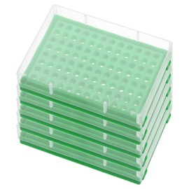 PATIKIL 96 Wells PCR Tube Rack For 0.2ml Test Strips Tubes, 5pcs Waterproof Tubes Filling Tray Centrifuge Tube Holder, Green