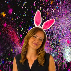 BF Souvenirs 1 x LED Plush Headband Bunny with Rabbit Ears in 3 Colours, Flashing and Luminous - Party Carnival Birthday Theme Party Princess Queen (Pink)