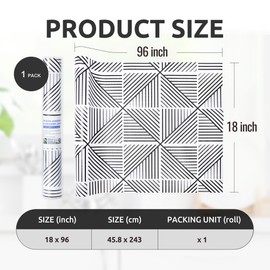 RAY STAR 18X96 Inch Shelf Liner for Kitchen Cabinets, Non-Adhesive Cabinet Liner Washable, PVC Drawer Liner for Dresser Non-Slip Bathroom (Classic Black)(1 Roll)