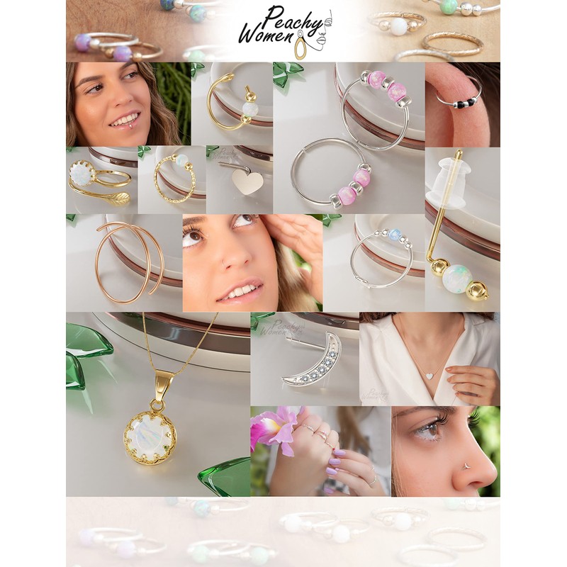 925 Silver Beads Fake Nose Ring - 24G Faux Nose