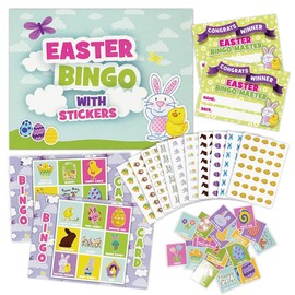 Easter Bingo Party Game for Kids Adults - Premium Quality Bingo Calling Cards Pre-Cut for up to 40 Games and Winning Certificates - Party Favour Supplies, School Classroom Games, Family Activity