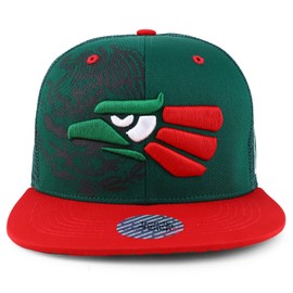Trendy Apparel Shop Hecho En Mexico Eagle - Gorra de malla bordada 3D, Verde Oscuro Rojo, One Size