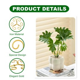 Plant Stem Support,4Iron Monstera Plant Support,Sturdy PlantSupports for Indoor Plants for Thriving Growth,Turtle Shell Bamboo Clamp Set for Indoor Plants.(4Iron)