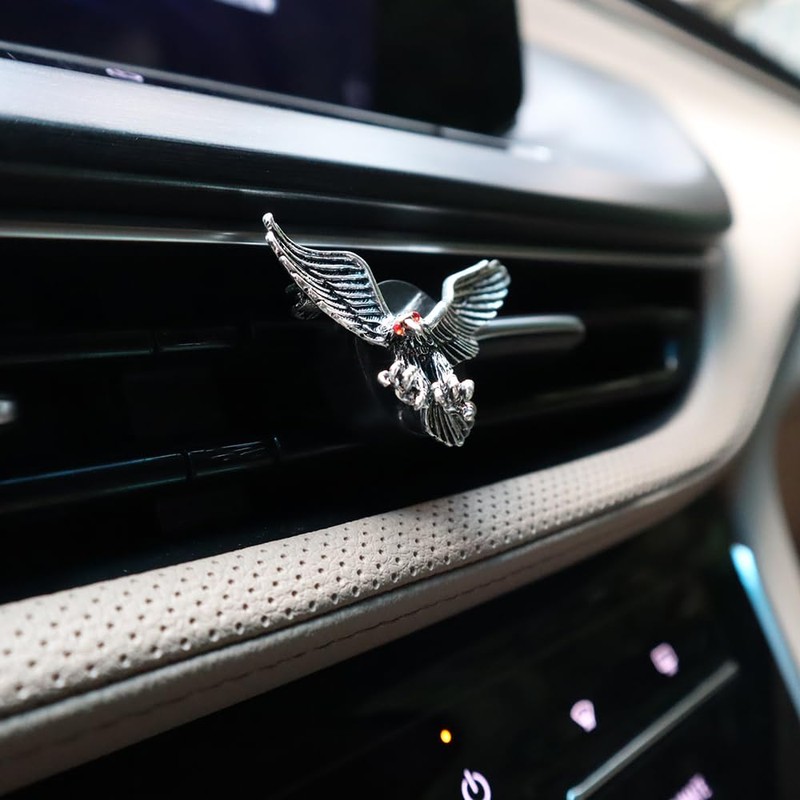 ORIESSE Vintage Eagle Car Air Freshener Vent Clips,2pcs Alloy Silver