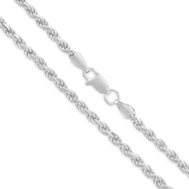ARGENTO REALE 925 Sterling Silver Diamond Cut Rope Chain Necklace, 1.5MM - 3.5MM Braided Rope Chain Neclace, Sterling Silver Necklace,silver chain made in italy