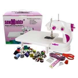 Sew Mighty, The Original Portable Sewing Machines – Perfect for Beginners, Travel, Quick Repairs & Small Projects – Dual-Speed, Battery & AC Power, Foot Pedal Controller & More (With Sewing Kit)