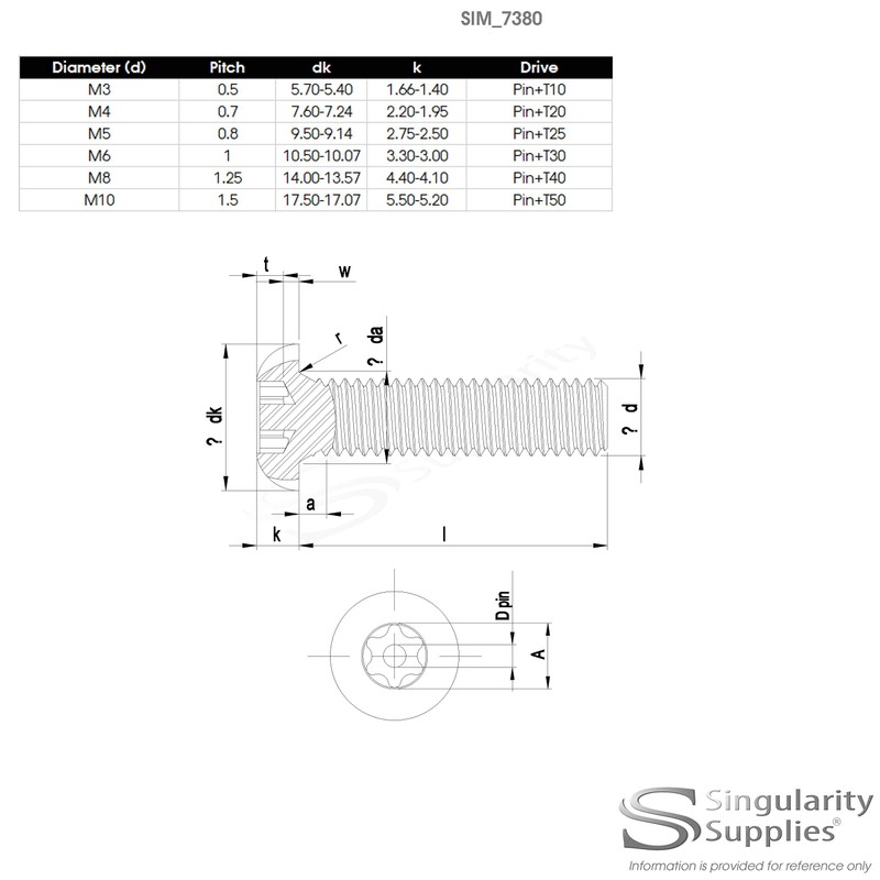 M4 (4mm x 12mm) TX Security Socket Button Machine Screw