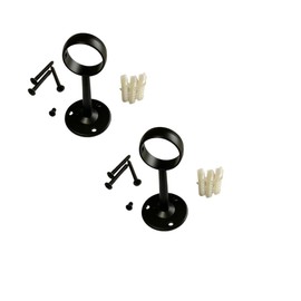 25mm Wardrobe Rail Brackets Round Shaped Black Wardrobe Rail Support Brackets Pack Comes with 8 Screws Plugs and 2 Wardrobe Pipe Support Brackets