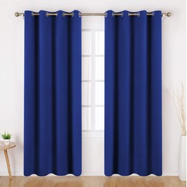 HOMEIDEAS Blackout Curtains 52 X 84 Inch Long Set of 2 Panels Royal Blue Room Darkening Bedroom Curtains/Drapes, Thermal Grommet Light Blocking Window Curtains for Living Room
