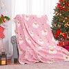 JarThenaAMCS Christmas Fuzzy Blanket 60 x 50 Inch Pink Santa