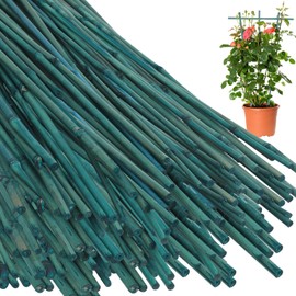 Suclain 50 Pcs 4 Feet Bamboo Stakes for Plant Support Bamboo Sticks Poles Indoor and Outdoor Tall Garden Stakes with 100pcs Twist Ties for Tomato Bean Flowers Trees Potted and Climbing Plant Support