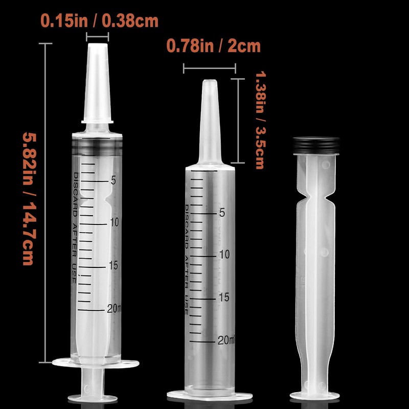 30 Pack 20ml Plastic Syringe for Scientific Labs, Dispensing, Measuring,
