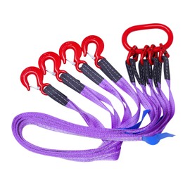 Kivomot Industrial-Grade 5 ft (1.5m) Polyester Lifting Sling – 8,800 lbs (4 Ton) Capacity, 4 Legs, 6:1 Safety Ratio, G80 Hooks – Heavy-Duty, Durable, and Safe for Rigging and Overhead Lifting