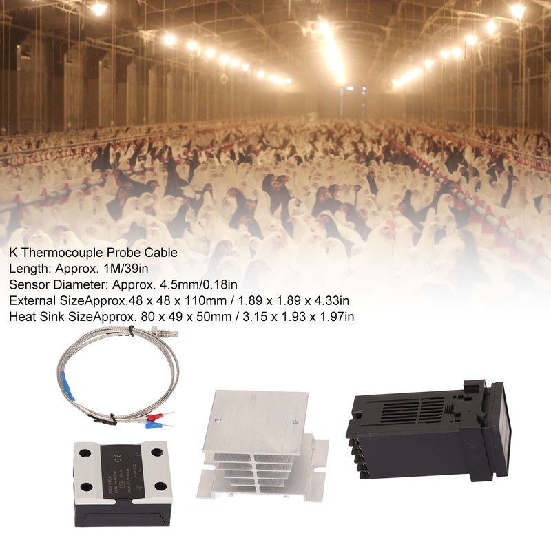 PID Temperature Controller Set K Type Thermocouple Heat Sink Relay