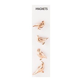 Three By Three Seattle Solid Cast Bird Magnets Copper Pack of 4 (22233)