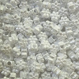 BeadExplosion Flower Beads White Bridal Pearl Large Hole Pony Beads Made in USA, B07858