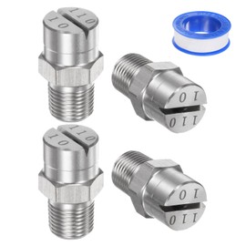 M METERXITY 4 Pack Flat Fan Spray Tip - 110 Degree 1/8BSPT Male Pressure Washer Nozzles Cleaner Nozzle Replacement, Stainless Steel with Sealing Tape, Apply to Water Guns (2mm Orifice)