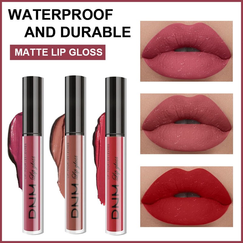 3 Colours Matte Liquid Lipstick Waterproof Durable Liquid Lip Gloss