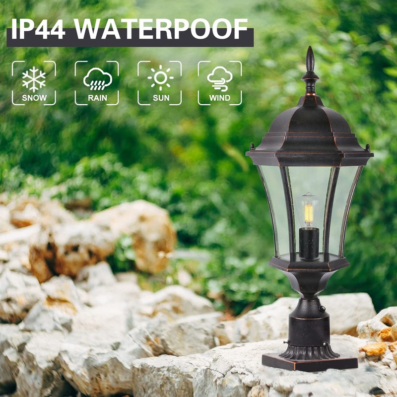 GOALPLUS 24" Outdoor Post Light with Dusk to Dawn Sensor,