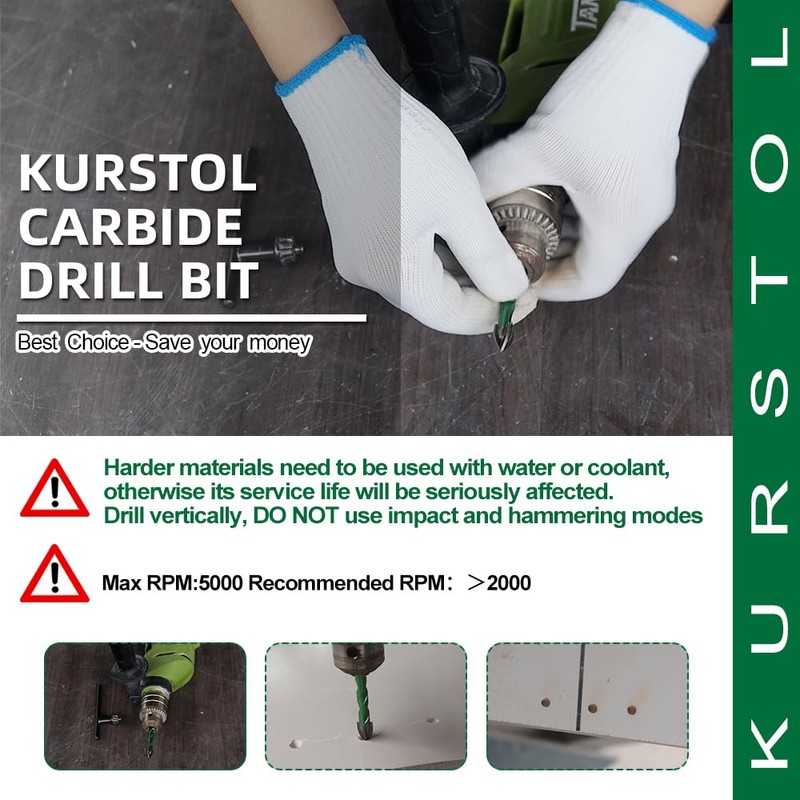 KURSTOL Masonry Diamond Drill Bit - 10pcs 1/4"-1/2" Concrete Diamond