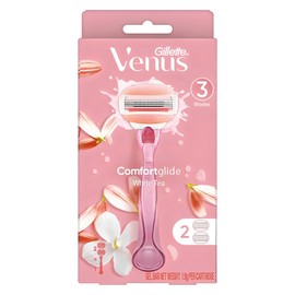 Venus Genuine Comfort Glide White Tee Women's Razor + 2 Razor Blades, Mixed Colors, 1 Piece / Venus 정품 컴포트 글라이드 화이트티 여성용 면도기 + 면도날 2입, 혼합색상, 1개
