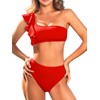 CUPSHE Women's Bikini Sets Two Piece Swimsuit One Shoulder High
