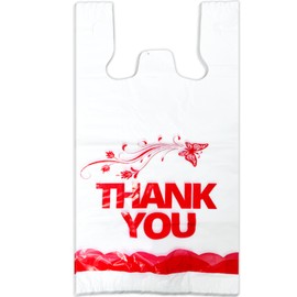 YoYoRain 200PCS Plastic bags, Large T shirt bags, White Plastic Bags with handle, Grocery shopping bag Supermarket Bag 11''x21''