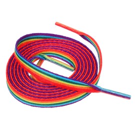 Happyyami 1 Pair of Colour Gradient Rainbow Shoe Ring Flat Colourful Trainers Shoelaces Sports Shoes Shoelaces for Trainers 100 cm, multicoloured