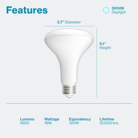 Sunco 12 Pack BR30 LED Bulbs 1600 LM, Indoor Flood Lights 16W Equivalent 120W, 5000K Daylight, E26 Base, Interior Dimmable Recessed Can Light Bulbs - UL Listed