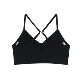 AUROLA Serpent Seamless Sports Bras for Women,Backless Padded Strappy Workout Gym Yoga Crop Top,Solid-Black,L