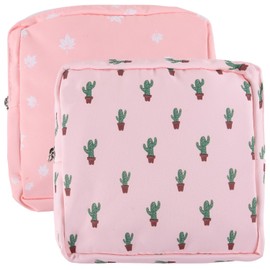 Luxiremi 2Pcs Sanitary Pad Storage Bag, Large Period Holder Bag Portable Pad Storage Bag Period Kit Sanitary Pad Holder Period Pouch with Zipper Menstruation First Period for Women Girls