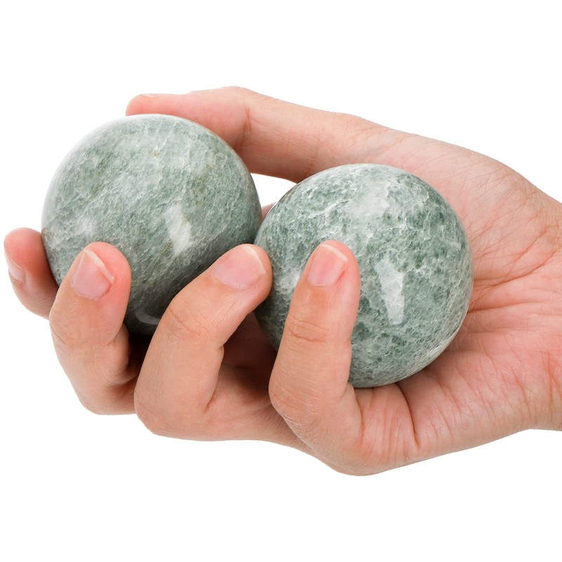 Lyellfe Set of 4 Marble Stone Baoding Balls, 2 Inch