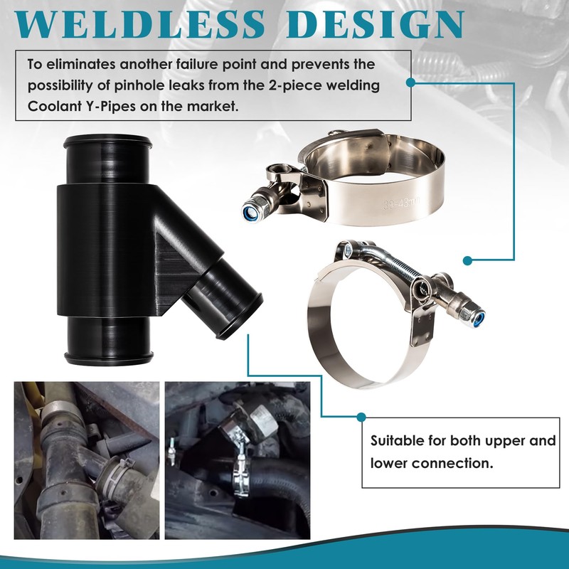 BELIFLY Weldless Dual Radiator Coolant Y-Pipe Compatible with Dodge Ram