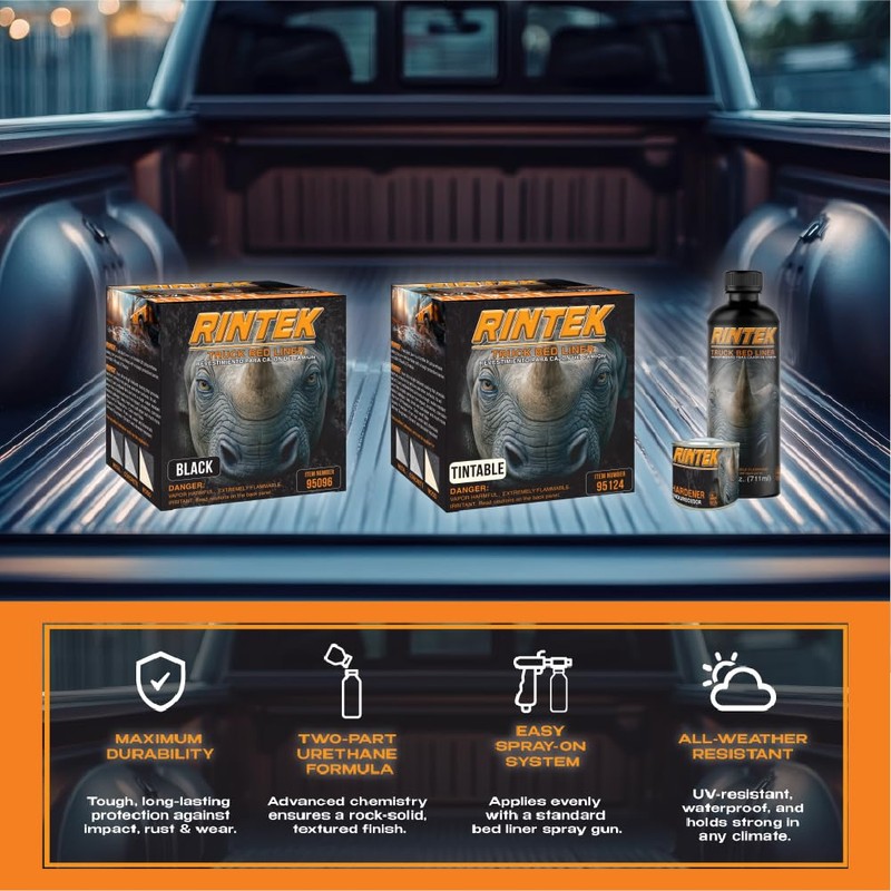 Rintek Urethane Spray-On Truck Bed Liner Kit – Durable Textured