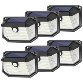 6-Pack Solar Wall Lights Outdoor with 3 Modes & Reflector, Waterproof Bright 178 LEDs Motion Sensor Security Lights, Solar Powered Flood Lights for Patio Garden Yard Porch Garage Front Door