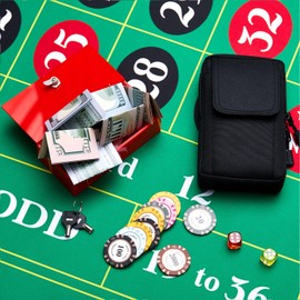 CroBlissful Extra Large Acrylic Box Winners Bank Portable Cash Box with 2 Keys Pocket Sized Large Capacity Waist Bag Casino Lock bag Gifts Storage Stops Addictive(Red)