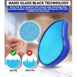 Glass Foot File Callus Remover- Heel Scraper & in Shower Foot Scrubber Dead Skin Remover - Pedicure Foot Buffer for Soft Feet, Nano Glass Foot File for Foot Spa, Home Salon (Blue)