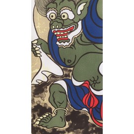 [Wind God and Thunder God, 59.1 inches (150 cm) Length] Noren, Stylish, Cool, Dynamic, Blindfold, Partition, Curtain, Lace, Fabric, Cute, Wall Decoration, Impact