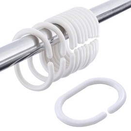 EOUIAV 24 x C Shape Shower Curtain Rings Sturdy Plastic Shower Curtain Rings Shower Curtain Rings for Shower Rod White Rings for Hanging Curtains