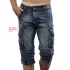 Idopy Men`s Cargo Denim Biker Jeans Shorts With Zippers Blue