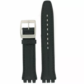 Tech Swiss Watch Band to Fit Swatch Black Italian Leather Strap 17mm 19mm - 19mm