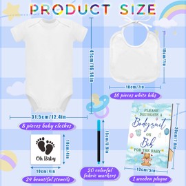 SytuHete 69 Pcs Baby Bib Bodysuit Baby Shower Set Baby Shower Game Sign Baby Feeder Bib Newborn Bodysuit Fabric Marker