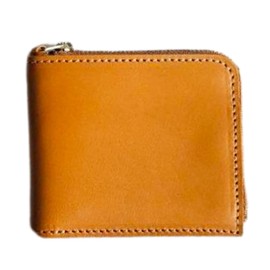 Tochigi Leather Bi-Fold Wallet, L-Shaped Zipper, Made in Japan, Thin, Compact, Men's, Women's, Business, Nume Leather, Aging, Large Wallet, Gift, Present, Camel
