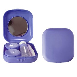 Erewa Contact Lens Case, 2 Pack Portable Contact Lens Box Kit with Mirror, Compact Soak Storage Kit for Travel (Purple)