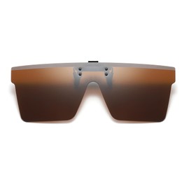 Long Keeper Sunglasses Attachment Glasses Polarised Sunglasses Clip for Men Women Sunglasses Attachment Large Square Sunglasses for Glasses 66 mm, brown