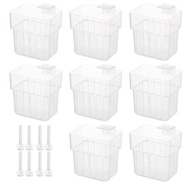 8 Pcs Aquarium Plant Holders, Transparent PP Fish Tank Plant Cups with Hooks, Aquatic Plant Hanging Pots, Plastic Plant Baskets for Water Landscape Decoration