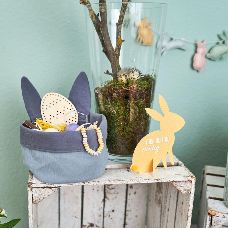 Papierdrachen Easter Nest with Rabbit Ears, Blue, Muslin Look, Perfect