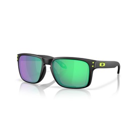 Oakley Men's OO9102 Holbrook Polarized Square Sunglasses, Matte Black/Prizm Road Jade, 57 mm