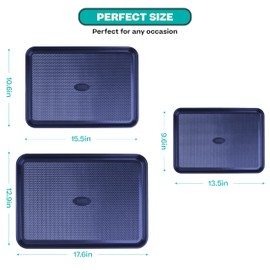 Baker's Secret Baking Sheets Non Stick, 3x Cookie Sheets for Oven, Diamond Texture Premium Air Flow, Set of 3 Baking Trays, Extra Thick 0.6mm with Diamond Base PFOA, PFOS, PTFE and PFAS free Bakeware